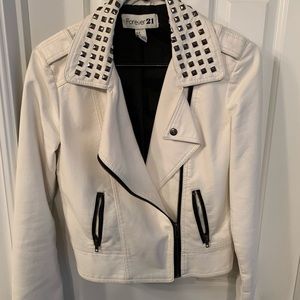 White leather jacket.